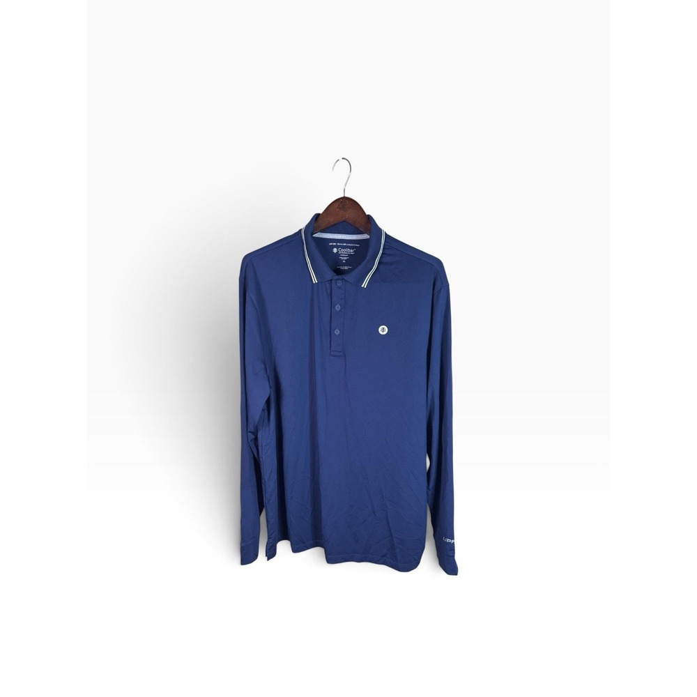 Coolibar Erodym Golf Polo Shirt Mens Long Sleeve Navy UPF50 XL